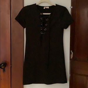 Black front lace up dress